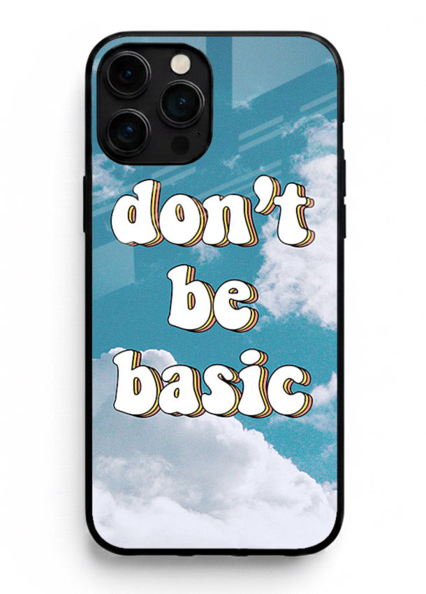 Dont Be Basic Clouds pastel quote artwork iphone 15 pro max glass back cover