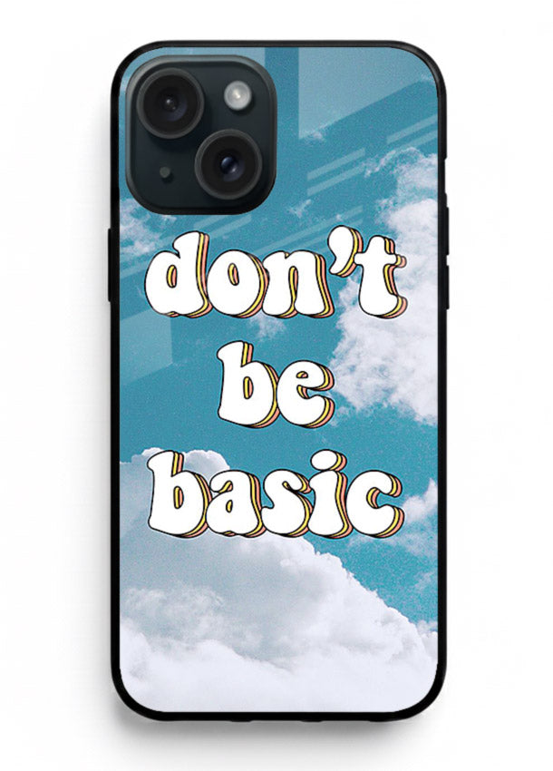 Dont Be Basic Clouds pastel quote artwork iphone 13 mini glass back cover