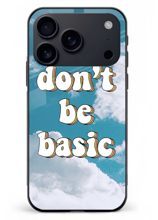 Dont Be Basic Clouds pastel quote artwork iphone 17 pro max glass back cover