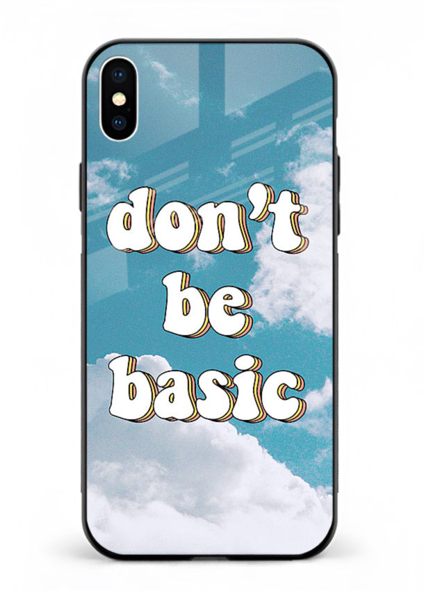 Dont Be Basic Clouds pastel quote artwork iphone xs max glass back cover