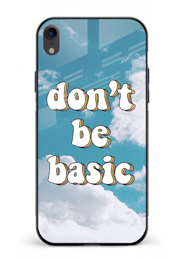 Dont Be Basic Clouds pastel quote artwork iphone xr glass back cover