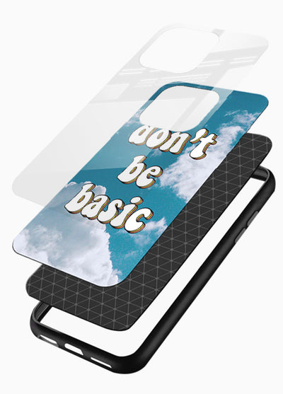 Dont Be Basic Clouds pastel quote artwork glossy vibrant premium glass back cover - Angle Layers