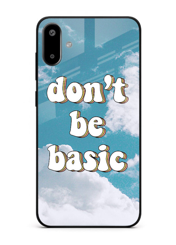 Dont Be Basic Clouds pastel quote artwork Samsung F06 5G glass back cover