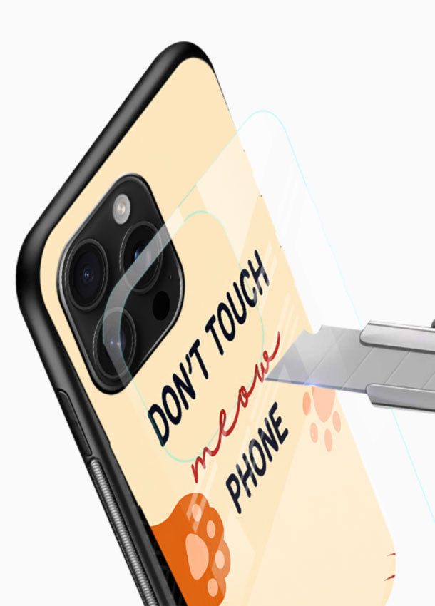 Don't Touch Meow Phone glass back cover with cat paw and claw mark design - 4