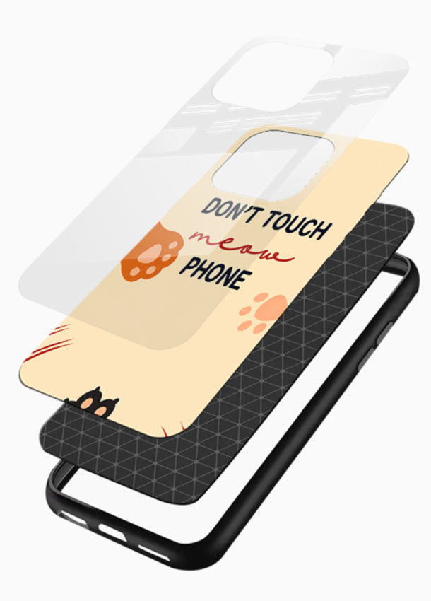 Don't Touch Meow Phone glass back cover with cat paw and claw mark design - 3