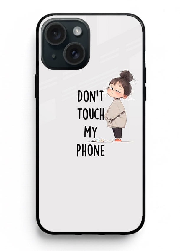 Donâ€™t Touch Phone bold typography artwork iphone 13 mini glass back cover