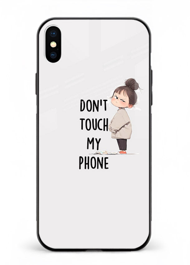 Donâ€™t Touch Phone bold typography artwork iphone xs max glass back cover