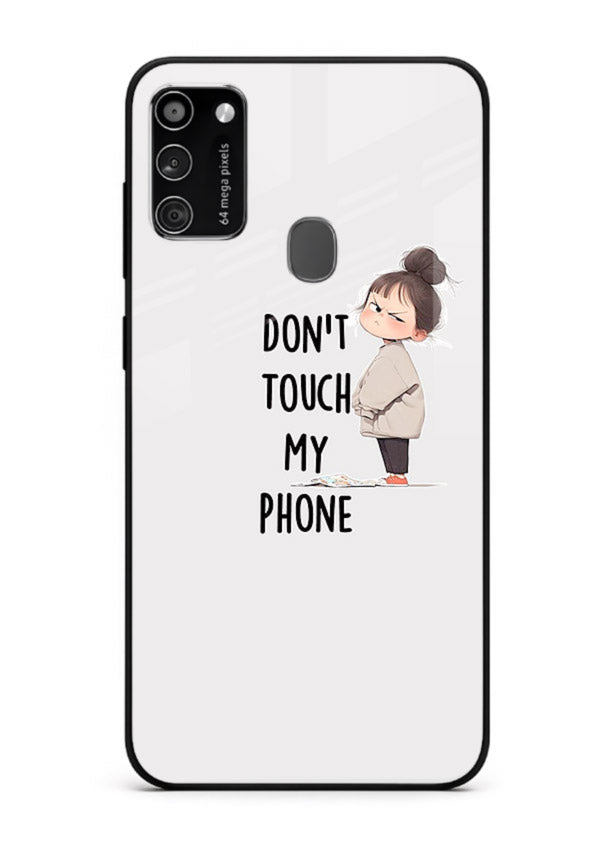 Donâ€™t Touch Phone bold typography artwork Samsung M21 glass back cover