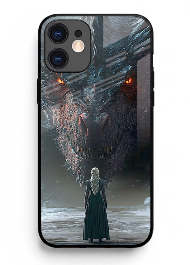 Dark dragon fantasy artwork printed on glossy tempered glass iPhone 11 back cover
