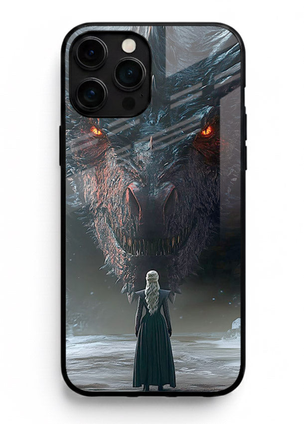 Dark dragon fantasy artwork printed on glossy tempered glass iPhone 12 Pro Max back cover