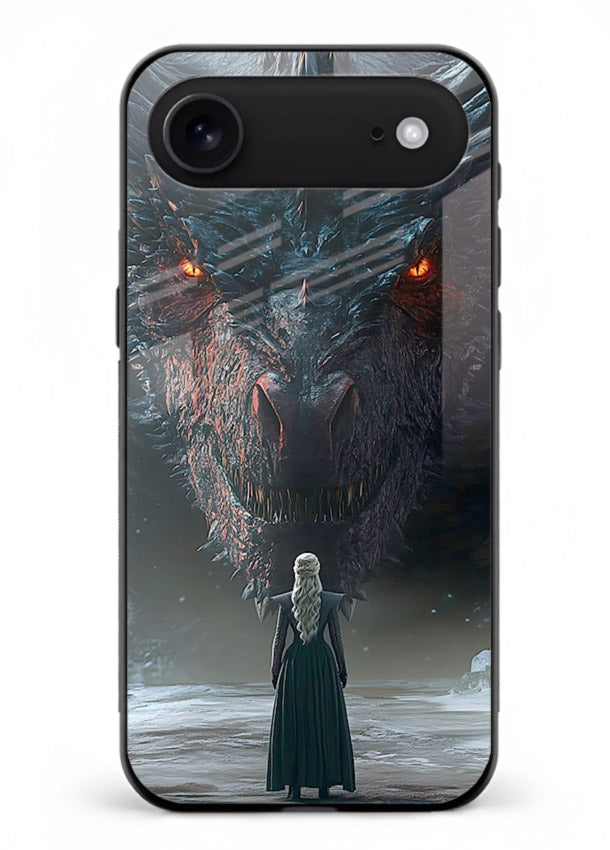 Dark dragon fantasy artwork printed on glossy tempered glass iPhone 17 Air back cover