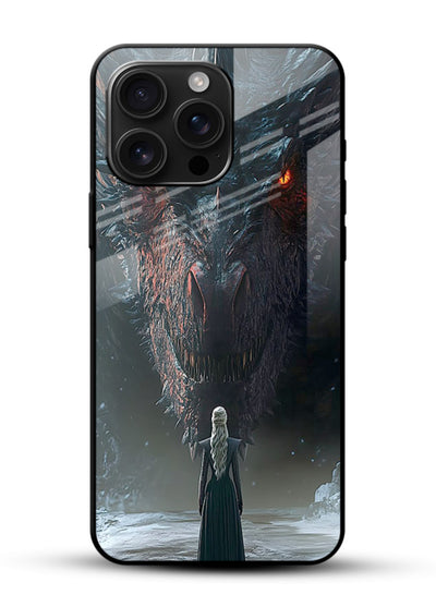 Dark dragon fantasy artwork printed on glossy tempered glass phone back cover - 1