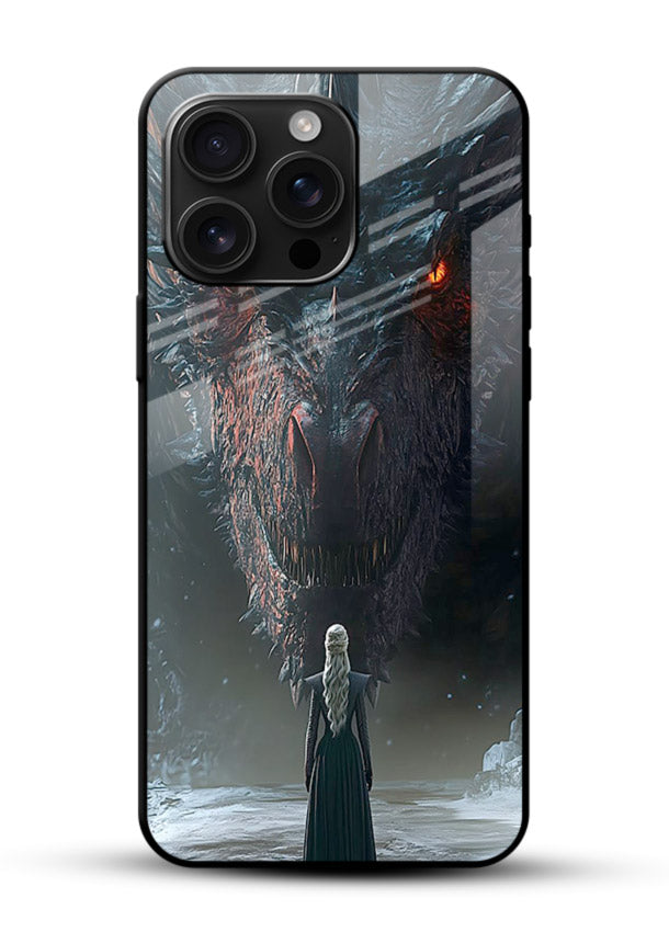 Dark dragon fantasy artwork printed on glossy tempered glass phone back cover - 1
