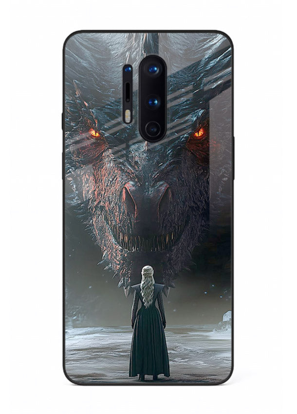 Dark dragon fantasy artwork printed on glossy tempered glass OnePlus 8 Pro back cover