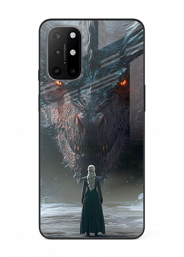 Dark dragon fantasy artwork printed on glossy tempered glass OnePlus 8T back cover