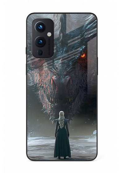 Dark dragon fantasy artwork printed on glossy tempered glass OnePlus 9 Pro back cover