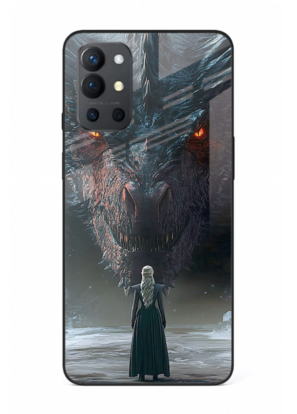 Dark dragon fantasy artwork printed on glossy tempered glass OnePlus 9R back cover