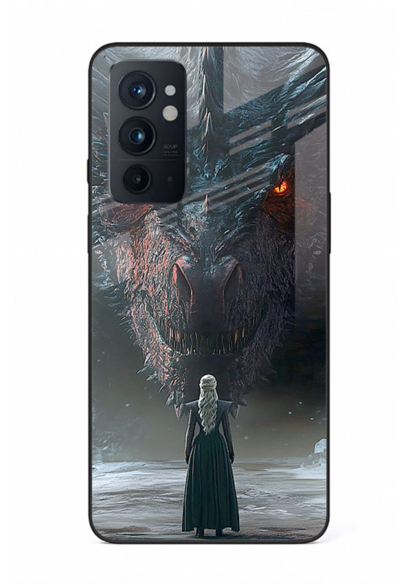 Dark dragon fantasy artwork printed on glossy tempered glass OnePlus 9RT back cover