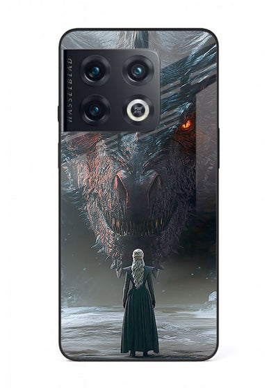 Dark dragon fantasy artwork printed on glossy tempered glass OnePlus 10 Pro back cover