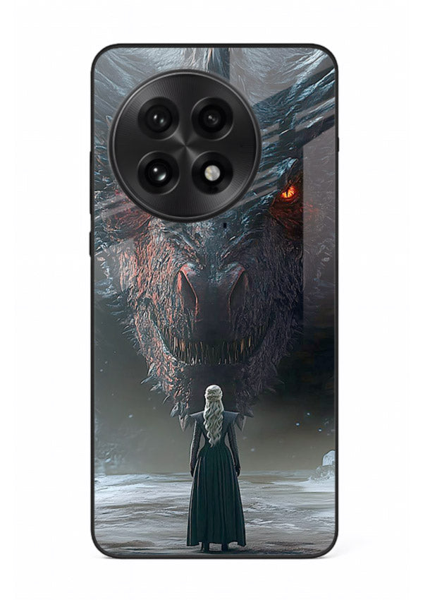 Dark dragon fantasy artwork printed on glossy tempered glass OnePlus 13R back cover