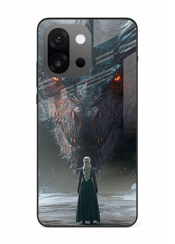 Dark dragon fantasy artwork printed on glossy tempered glass OnePlus 13s back cover
