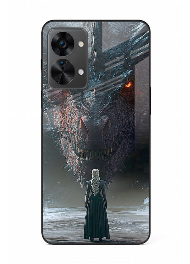Dark dragon fantasy artwork printed on glossy tempered glass OnePlus Nord 2T back cover