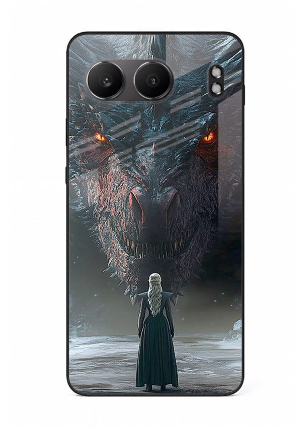 Dark dragon fantasy artwork printed on glossy tempered glass OnePlus Nord 4 back cover