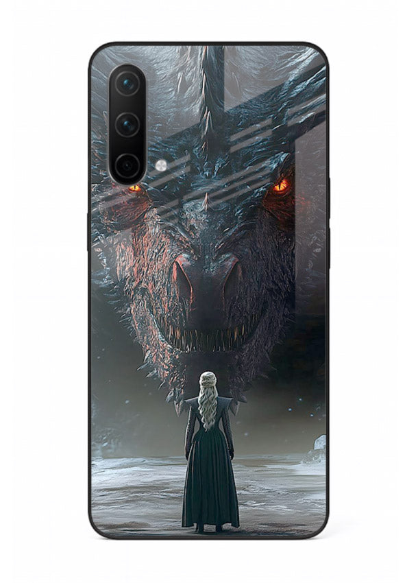 Dark dragon fantasy artwork printed on glossy tempered glass OnePlus Nord CE 5G back cover