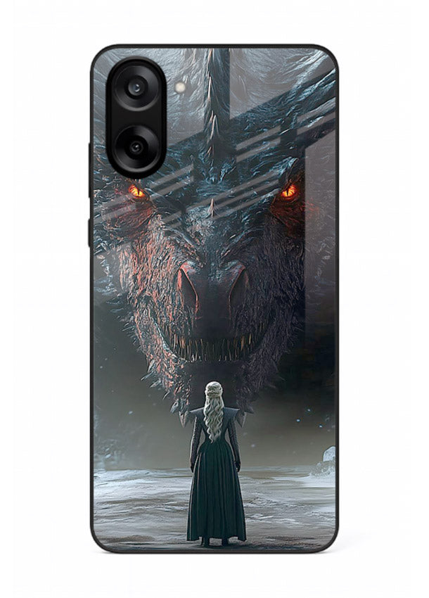 Dark dragon fantasy artwork printed on glossy tempered glass OnePlus Nord CE5 back cover