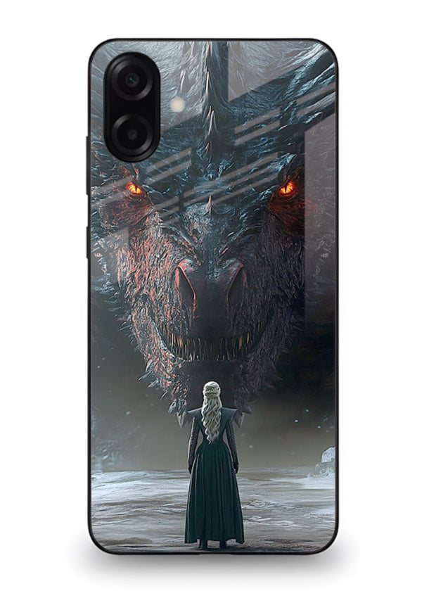 Dark dragon fantasy artwork printed on glossy tempered glass Samsung A07 4G back cover