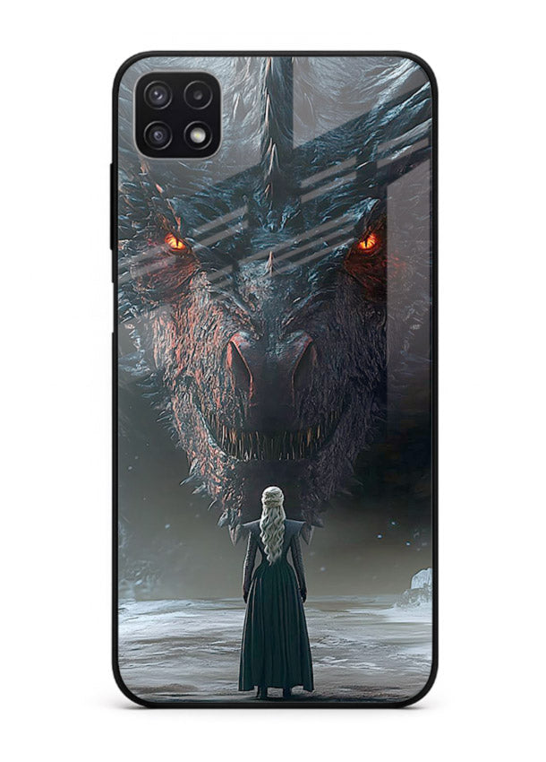 Dark dragon fantasy artwork printed on glossy tempered glass Samsung F42 5G back cover