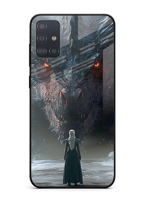Dark dragon fantasy artwork printed on glossy tempered glass Samsung A51 back cover