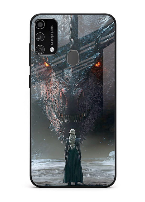 Dark dragon fantasy artwork printed on glossy tempered glass Samsung F41 back cover