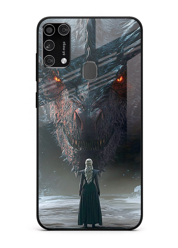 Dark dragon fantasy artwork printed on glossy tempered glass Samsung M31 back cover