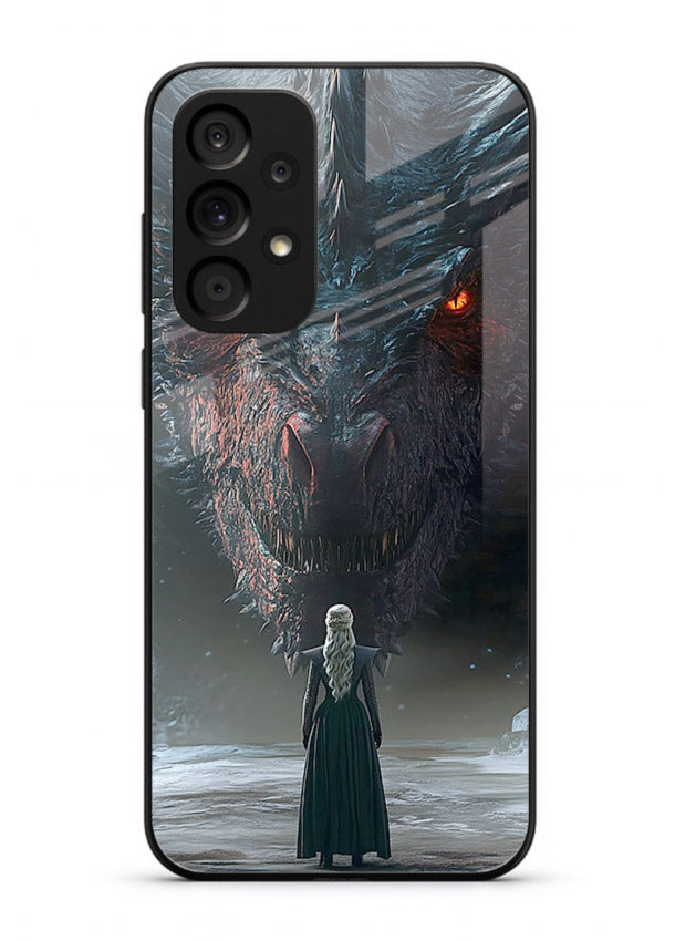 Dark dragon fantasy artwork printed on glossy tempered glass Samsung A73 5G back cover