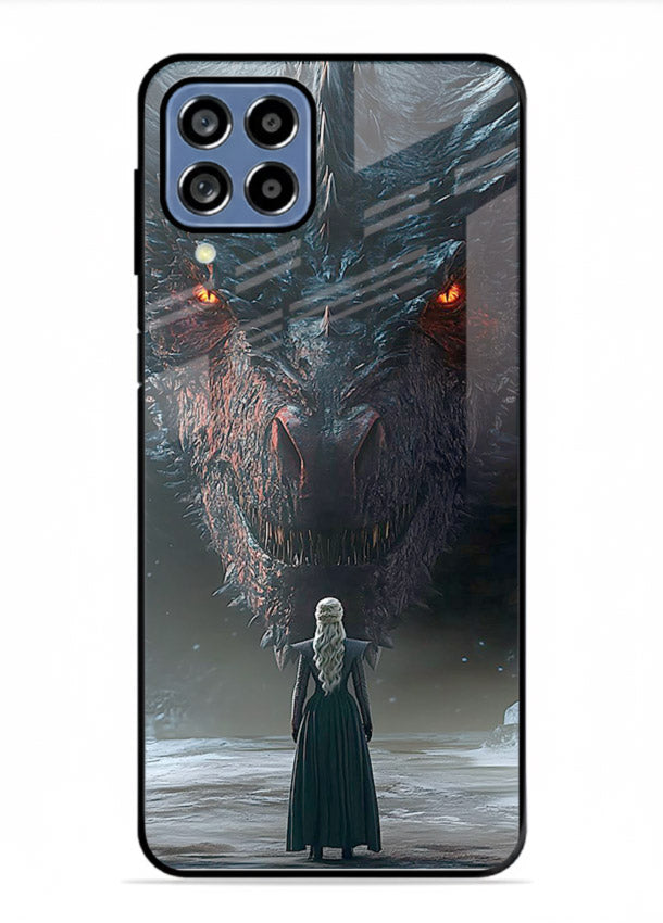 Dark dragon fantasy artwork printed on glossy tempered glass Samsung M53 5G back cover