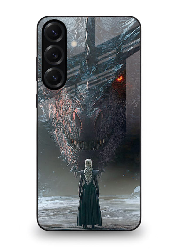 Dark dragon fantasy artwork printed on glossy tempered glass Samsung M35 5G back cover