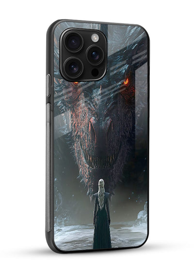 Dark dragon fantasy artwork printed on glossy tempered glass phone back cover - 2