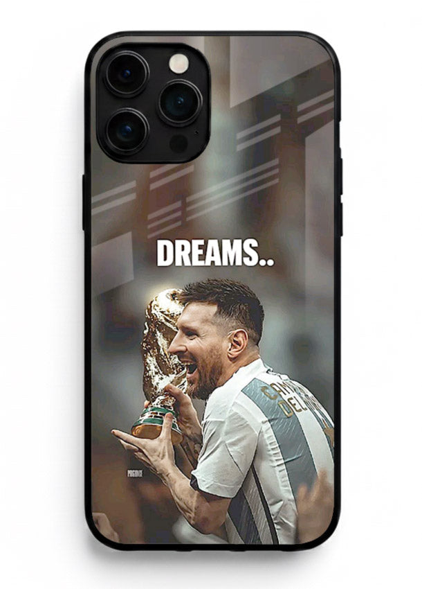 Motivational football quote artwork on premium tempered glass iPhone 12 Pro Max back cover