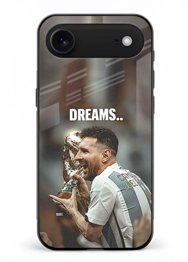 Motivational football quote artwork on premium tempered glass iPhone 18 Air back cover