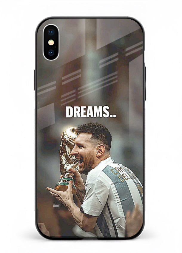 Motivational football quote artwork on premium tempered glass iPhone XS Max back cover