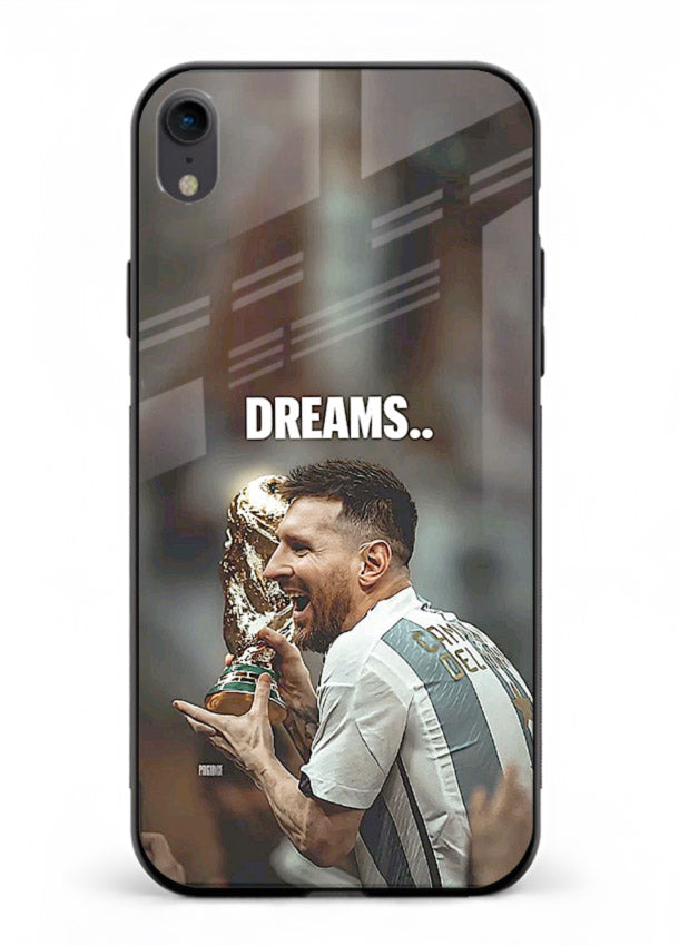 Motivational football quote artwork on premium tempered glass iPhone XR back cover