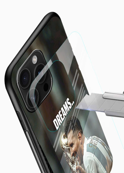 Motivational football quote artwork on premium tempered glass phone back cover - 4