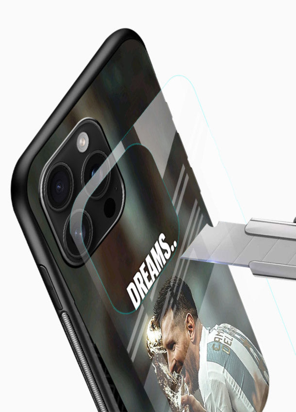 Motivational football quote artwork on premium tempered glass phone back cover - 4