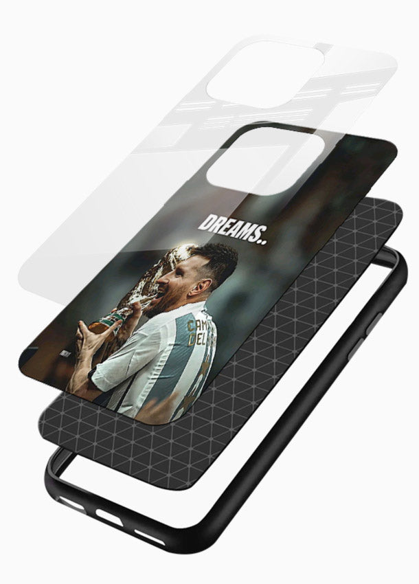 Motivational football quote artwork on premium tempered glass phone back cover - 3