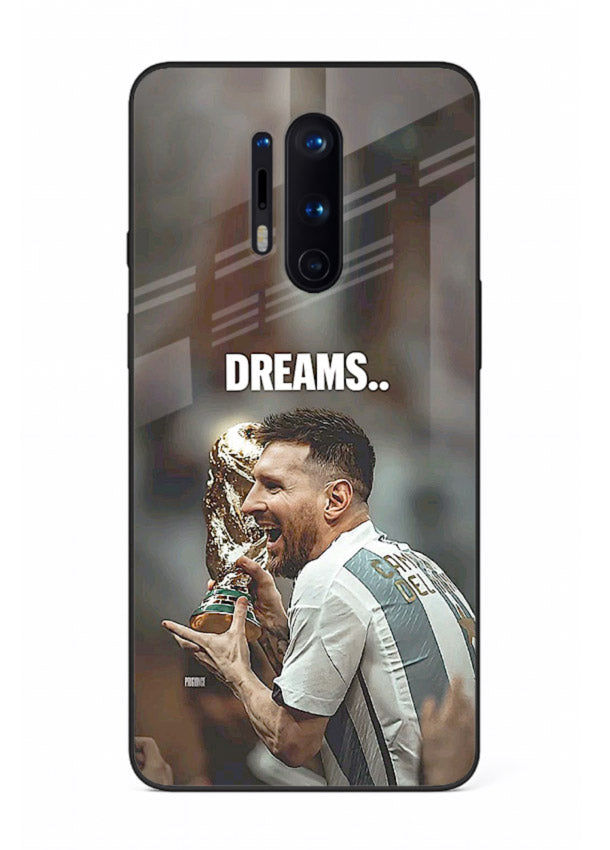 Motivational football quote artwork on premium tempered glass OnePlus 8 Pro back cover