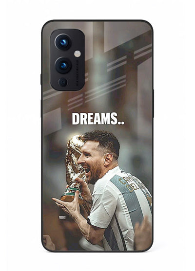 Motivational football quote artwork on premium tempered glass OnePlus 9 Pro back cover