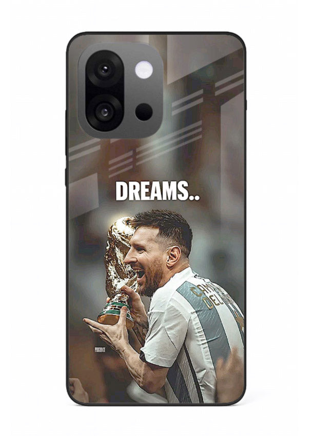 Motivational football quote artwork on premium tempered glass OnePlus 13s back cover