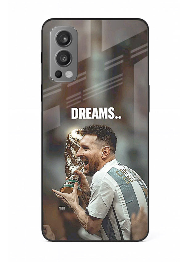 Motivational football quote artwork on premium tempered glass OnePlus Nord 2 back cover