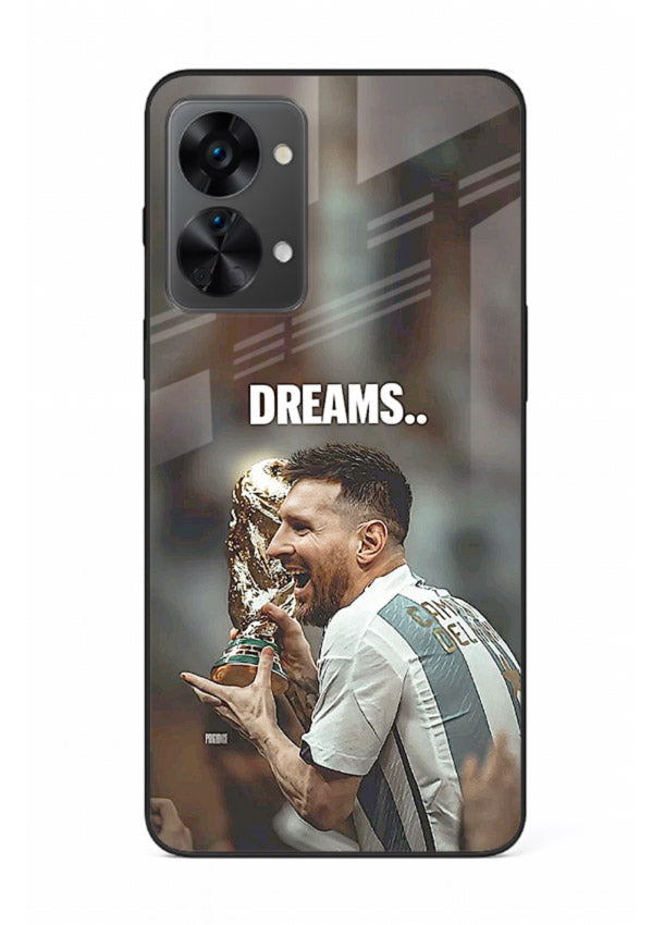 Motivational football quote artwork on premium tempered glass OnePlus Nord 2T back cover
